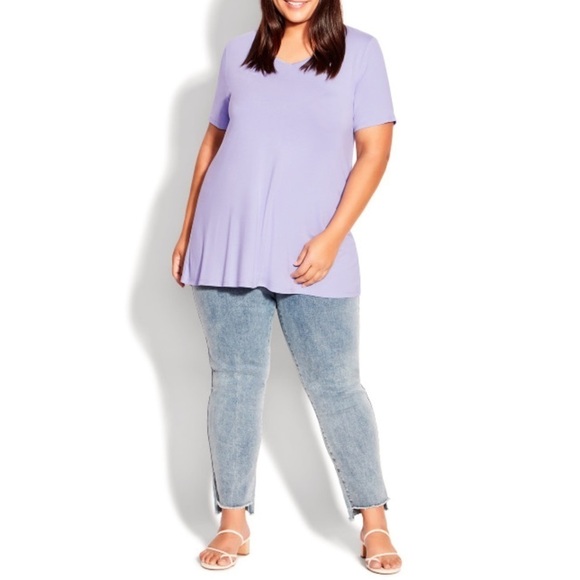 Evans Lilac Love Me Plain Tunic Tee Top size 16 (R06.5) - Picture 5 of 8
